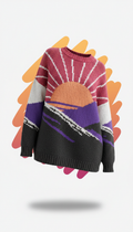 Sunset apricot graphic knit sweater