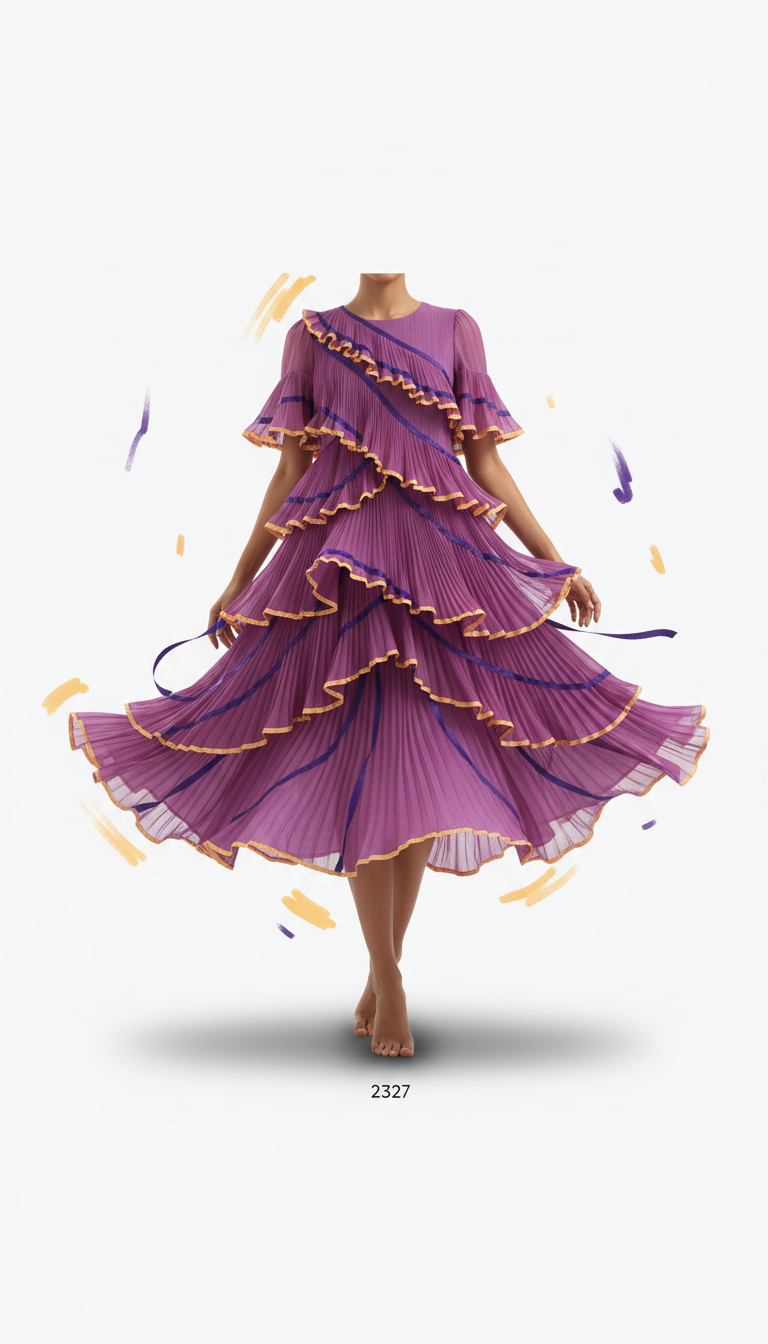 Orchid purple layered midi dress